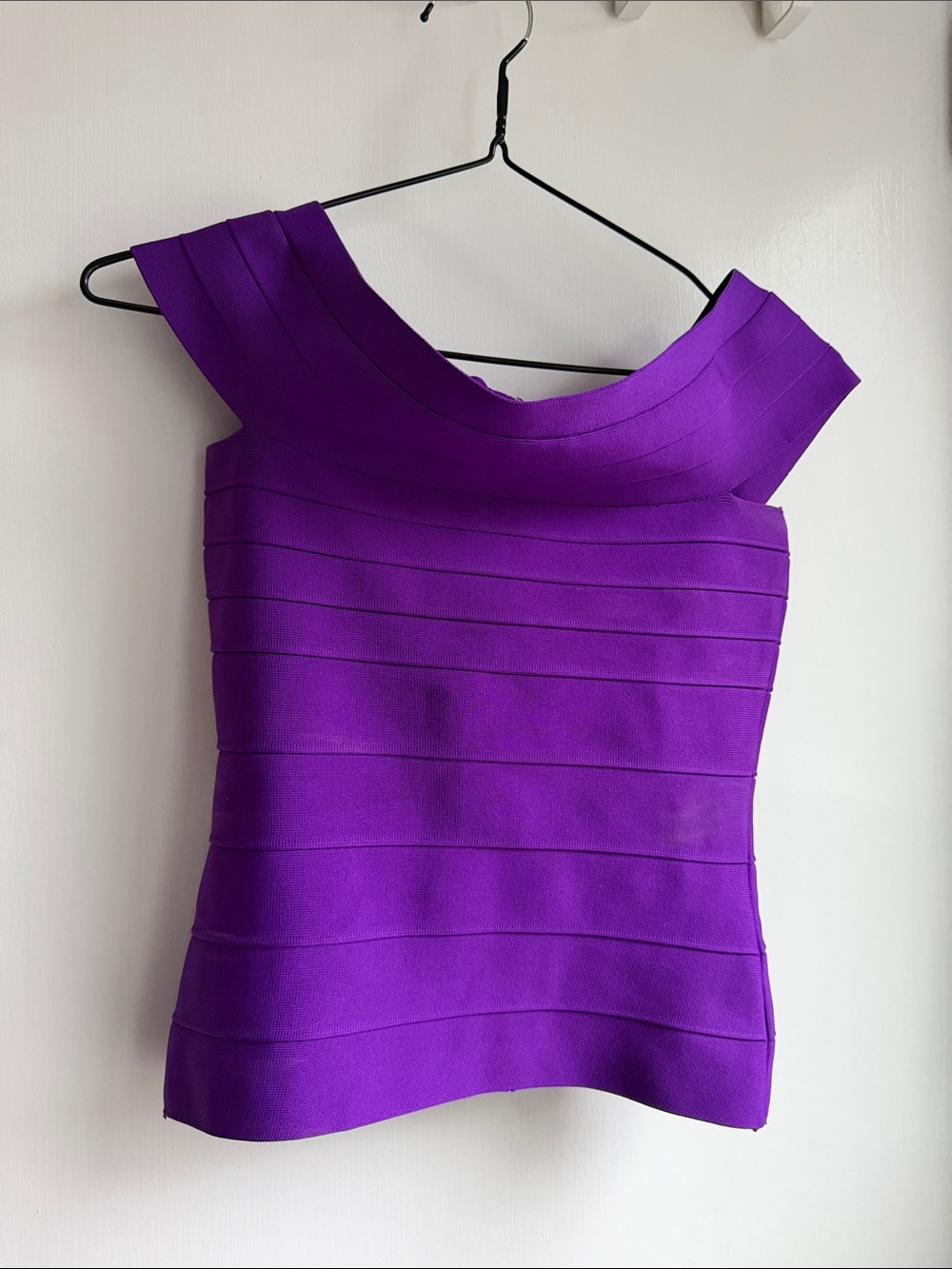 Karen Millen Vibrant Purple Off-Shoulder Bandage Crop Top